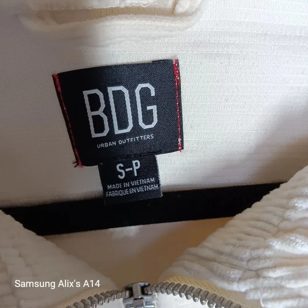 BDG Urban Outfitters Cream Corduroy‎ Hooded Crop Jacket Size Small